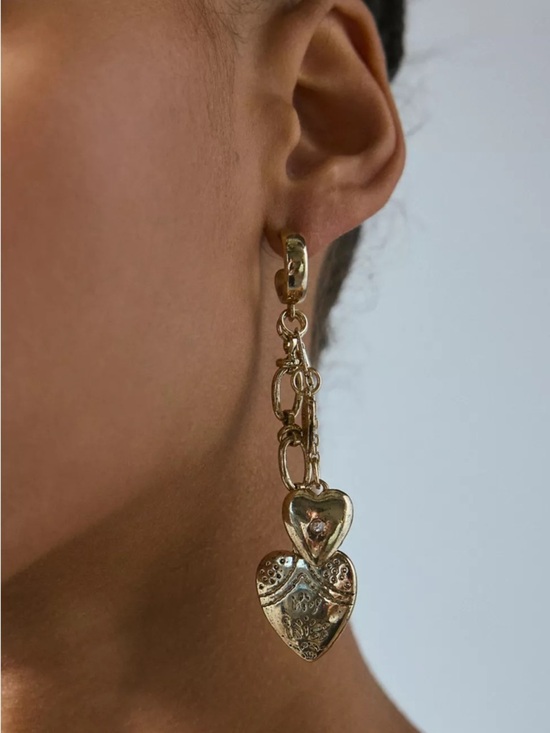 Urban Outfitters Jewelry - Urban Outfitters Kyla Heart Charms Hoop Earrings